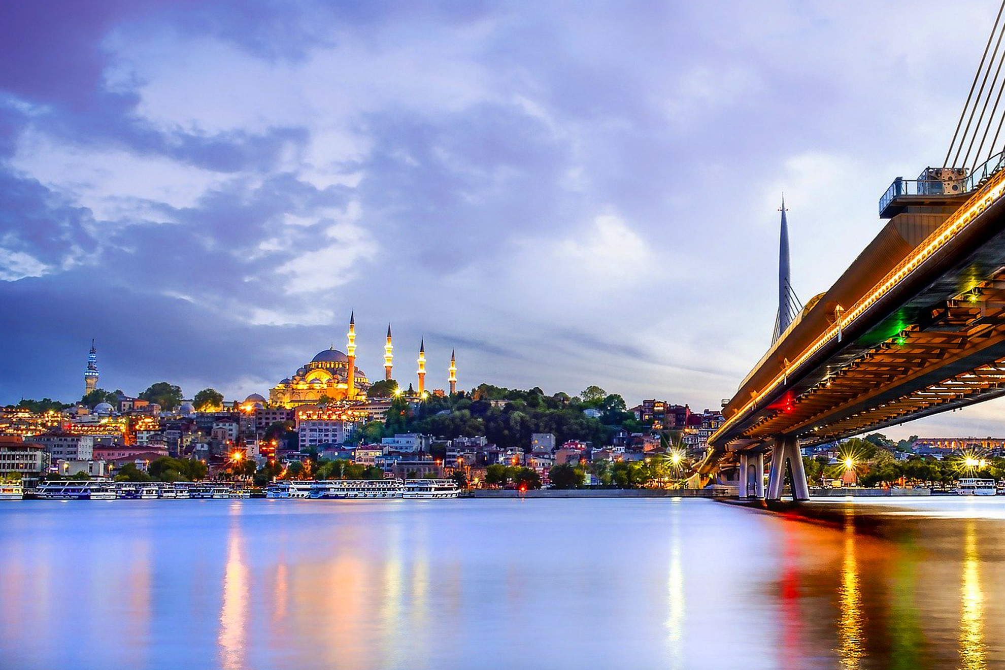 Истанбул и Пеещите фонтани - Въжения мост над Босфора, Истанбул, Турция - The rope bridge over the Bosphorus, Istanbul, Turkey